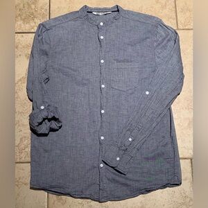 H&M Band-Collar Convertible Button-Down Shirt
